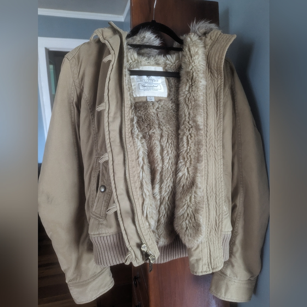 Vintage Abercrombie Coat Faux Fur Lined Hood Early 2000's